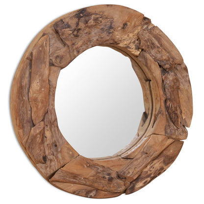 Väggspegel teak 60 cm rund
