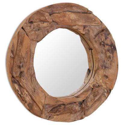 Väggspegel teak 60 cm rund