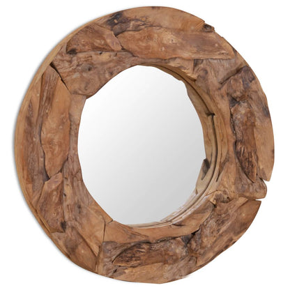 Väggspegel teak 60 cm rund