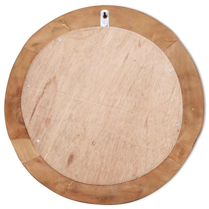 Väggspegel teak 60 cm rund