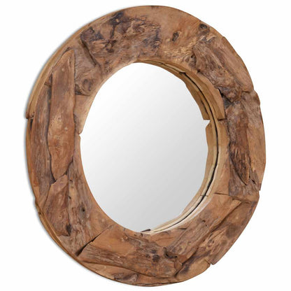 Väggspegel teak 80 cm rund