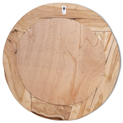 Väggspegel teak 80 cm rund