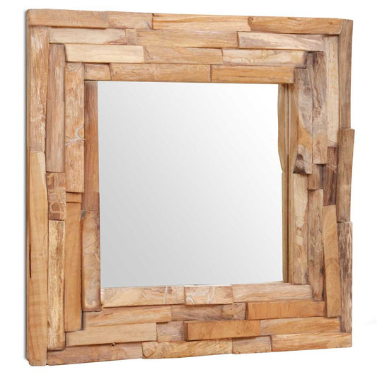 Väggspegel teak 60x60 cm kvadrat