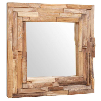 Väggspegel teak 60x60 cm kvadrat