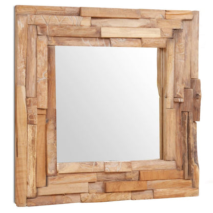 Väggspegel teak 60x60 cm kvadrat