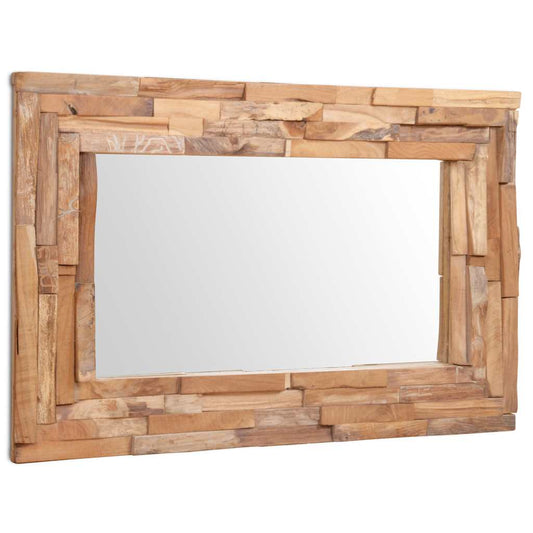 Väggspegel teak 90x60 cm rektangulär
