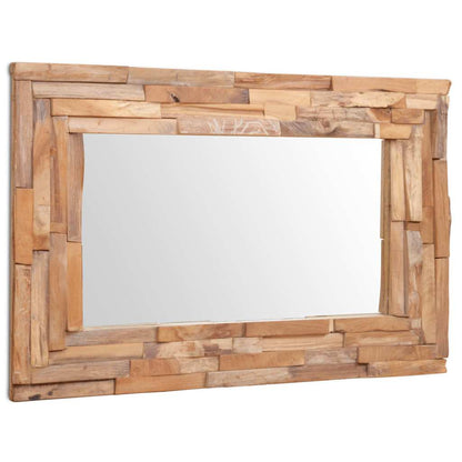 Väggspegel teak 90x60 cm rektangulär