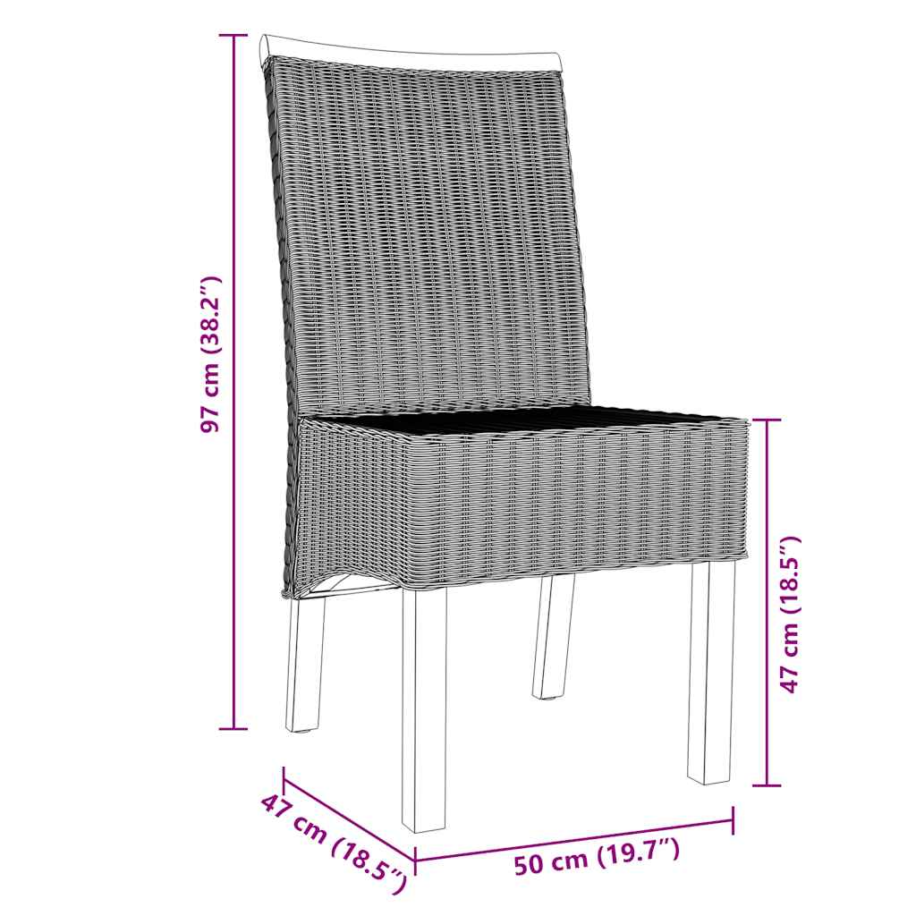 Matstolar 4 st brun äkta rotting