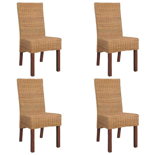 Matstolar 4 st brun äkta rotting