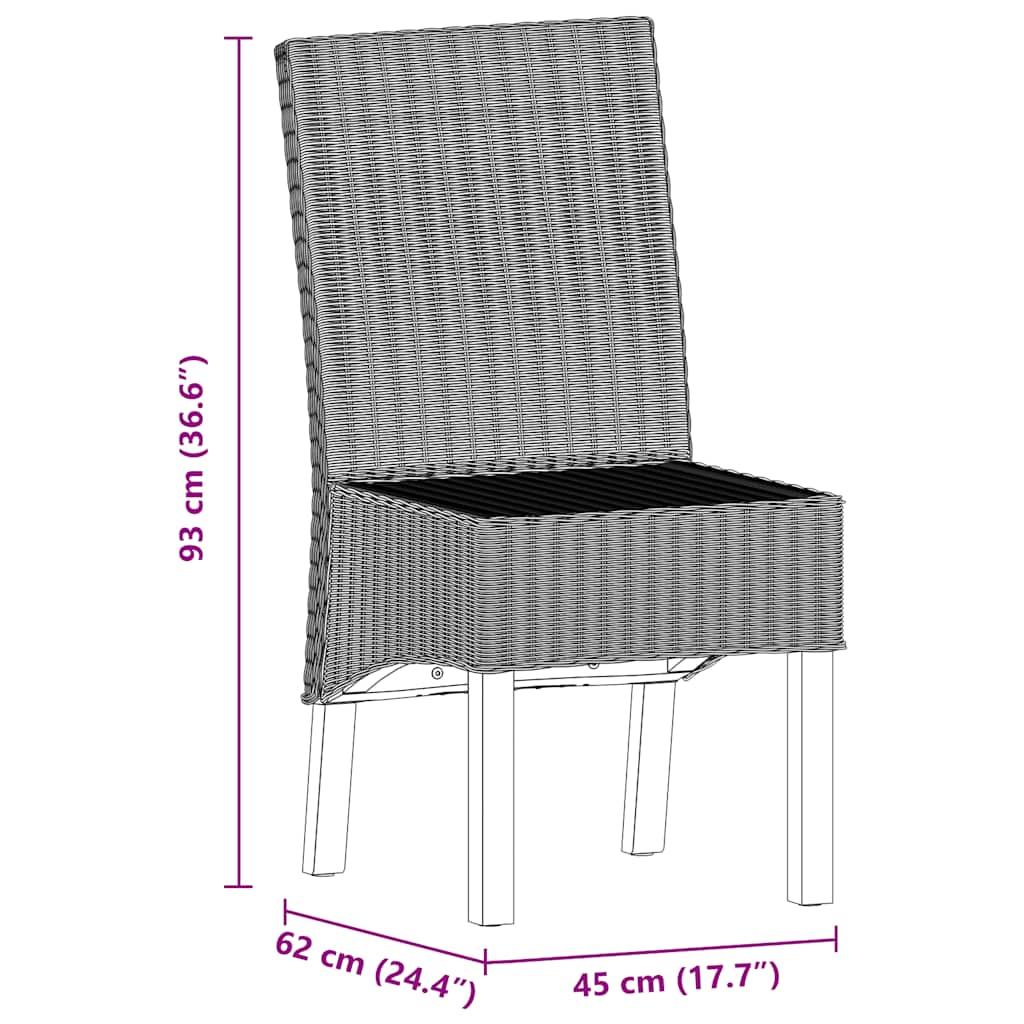 Matstolar 4 st brun äkta rotting