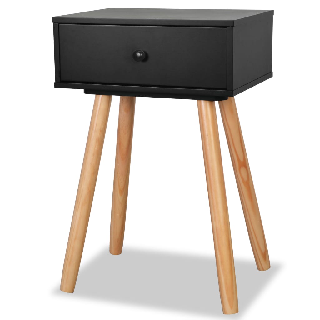 Sängbord 2 st massiv furu 40x30x61 cm svart