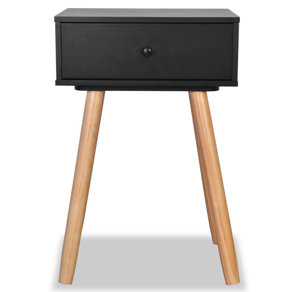 Sängbord 2 st massiv furu 40x30x61 cm svart