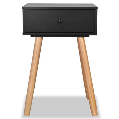 Sängbord 2 st massiv furu 40x30x61 cm svart