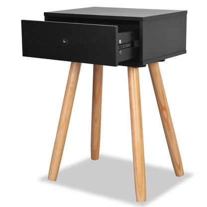 Sängbord 2 st massiv furu 40x30x61 cm svart