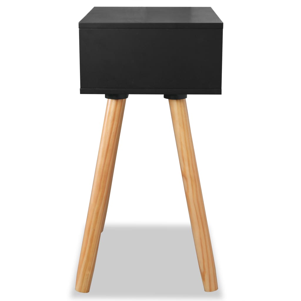 Sängbord 2 st massiv furu 40x30x61 cm svart