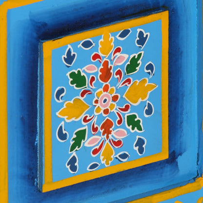 Skänk Trä massivt mangoträ handmålad turkos