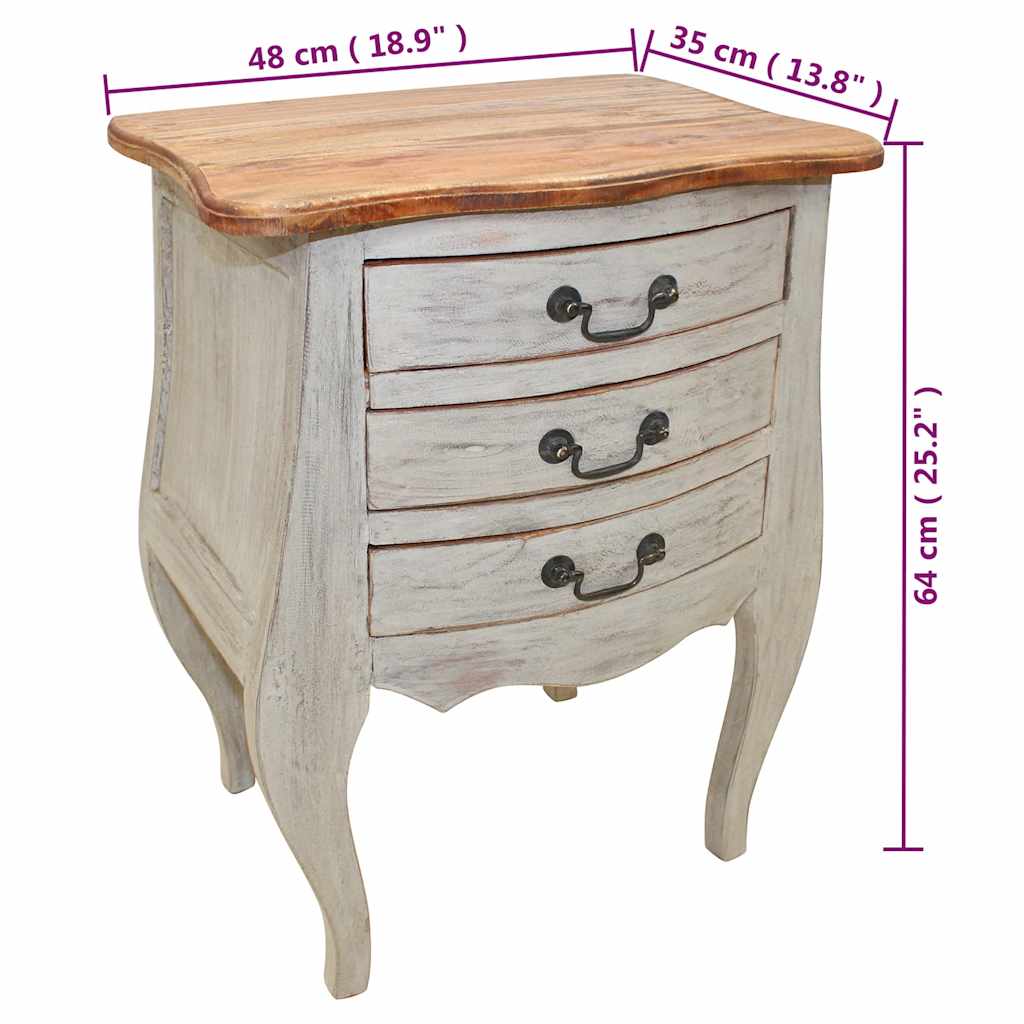 Sängbord massivt mahognyträ 48x35x64 cm