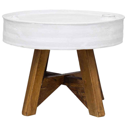 Soffbord Vit Trä i massivt återvunnet Trä 60x45 cm Vit