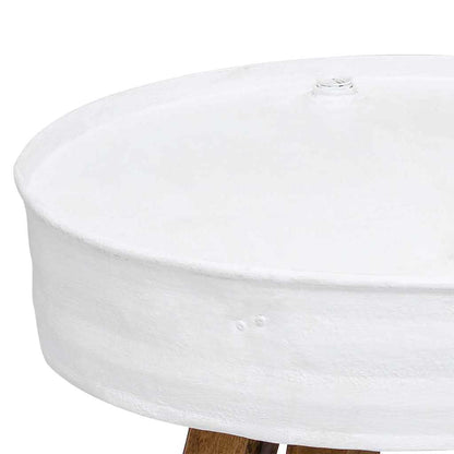 Soffbord Vit Trä i massivt återvunnet Trä 60x45 cm Vit