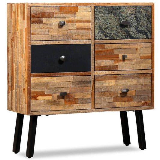 Skåp Trä med 6 lådor massiv återvunnen teak 70x30x76 cm