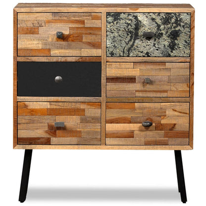 Skåp Trä med 6 lådor massiv återvunnen teak 70x30x76 cm