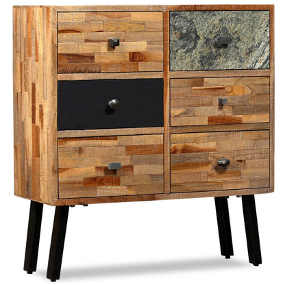 Skåp Trä med 6 lådor massiv återvunnen teak 70x30x76 cm