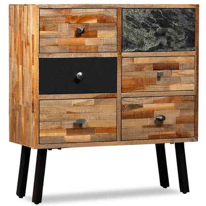 Skåp Trä med 6 lådor massiv återvunnen teak 70x30x76 cm