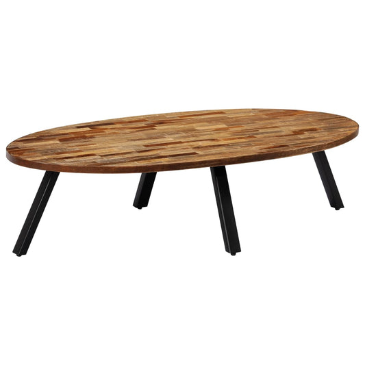 Soffbord Trä massiv återvunnen teak oval 120x60x30 cm