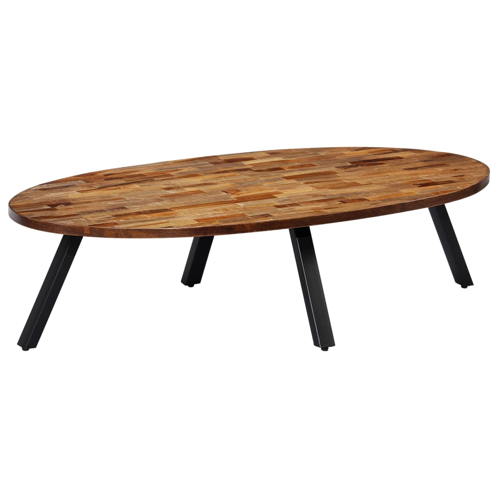 Soffbord Trä massiv återvunnen teak oval 120x60x30 cm