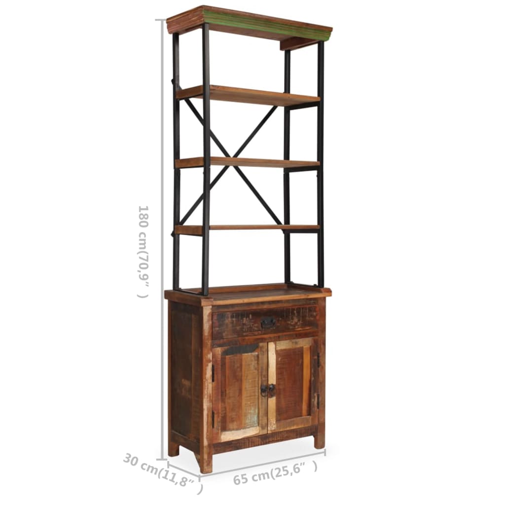 Skänk Trä med hyllor massivt återvunnet Trä 65x30x180 cm