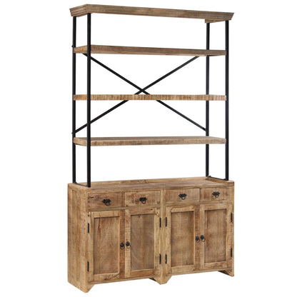 Skänk Trä med hyllor massivt mangoträ 120x35x200 cm