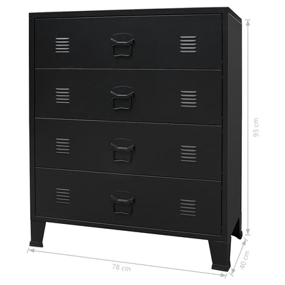 Byrå DIV. industriell stil metall 78x40x93 cm svart