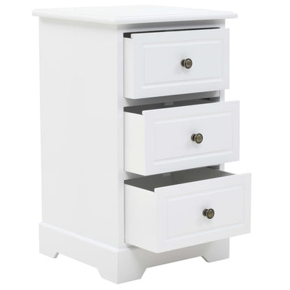 Sängbord Nattduksbord Vit MDF och furu 35x32x59 cm