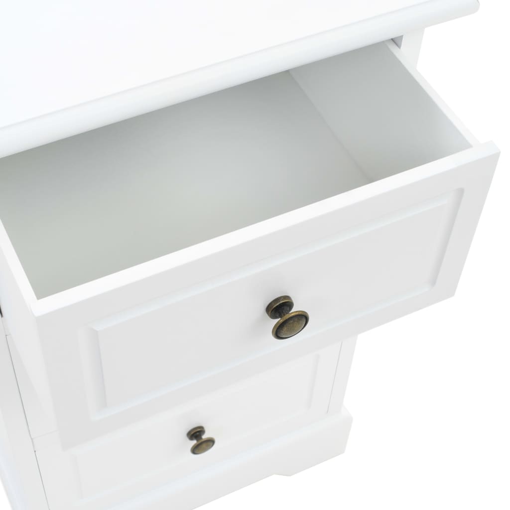 Sängbord Nattduksbord Vit MDF och furu 35x32x59 cm