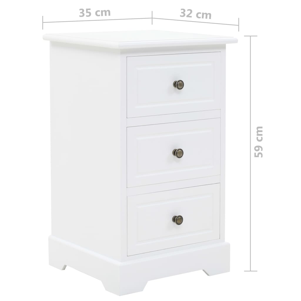 Sängbord Nattduksbord Vit MDF och furu 35x32x59 cm