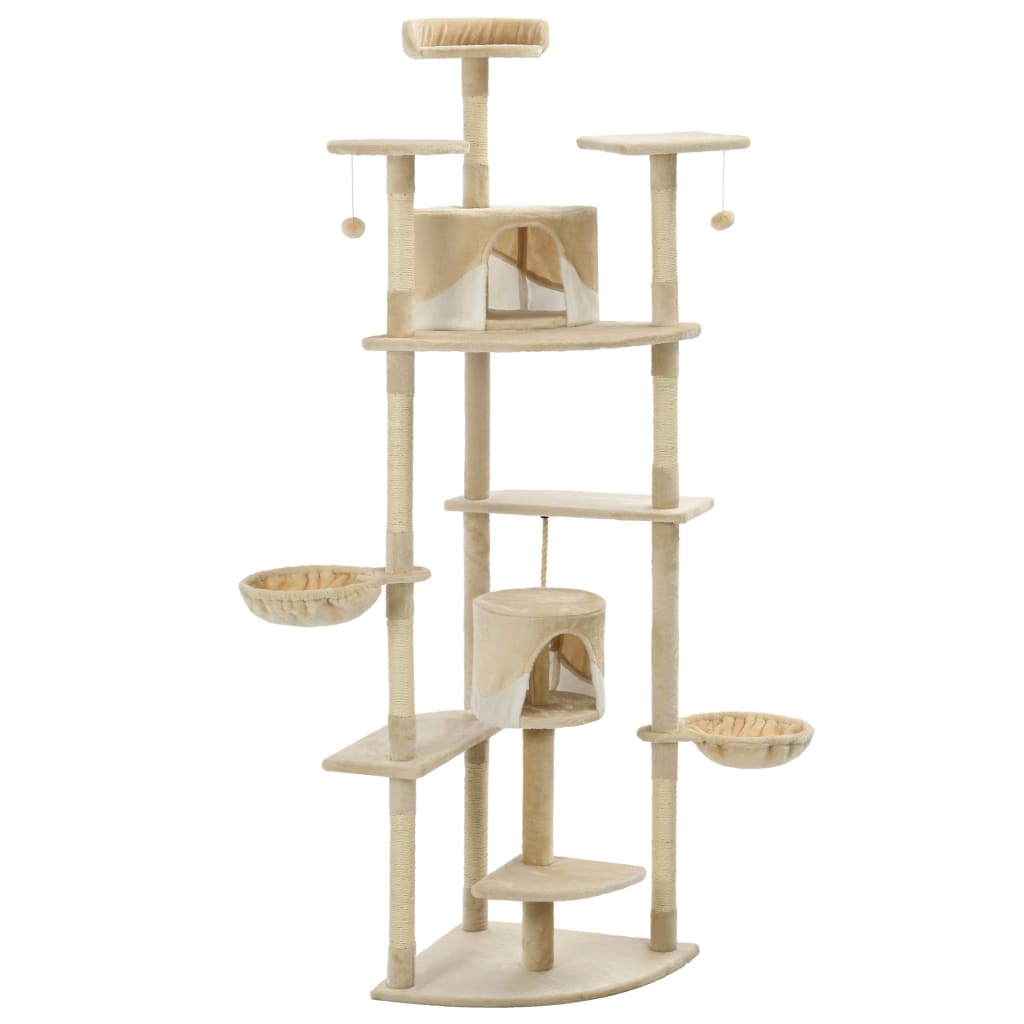 Kattmöbel Klösträd med sisalpelare 203 cm beige och Vit