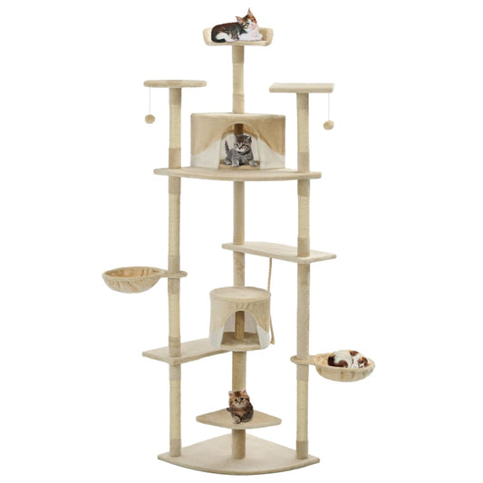 Kattmöbel Klösträd med sisalpelare 203 cm beige och Vit
