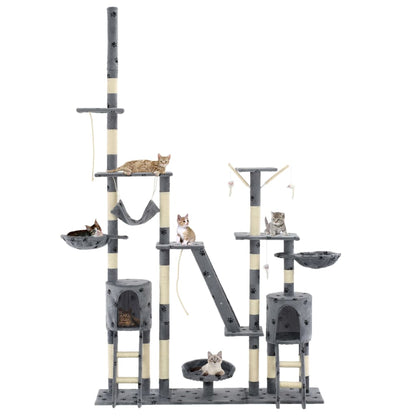 Kattmöbel Katträd med klöspelare i sisal 230-250 cm tassavtryck grå