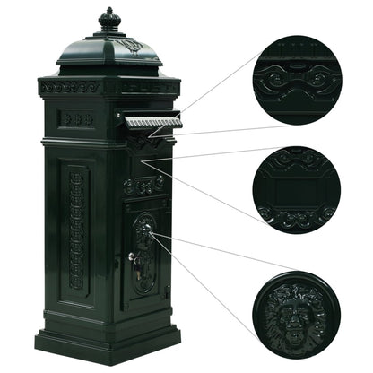 Brevlåda Markpostlåda vintage stil rostfri aluminium grön
