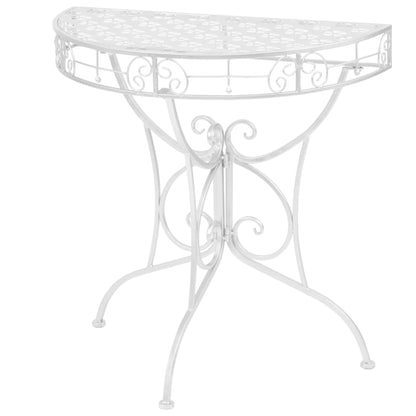 Avlastningsbord Konsollbord DIV. vintage stil halvrunt metall halvmånebord 72x36x74 cm silver