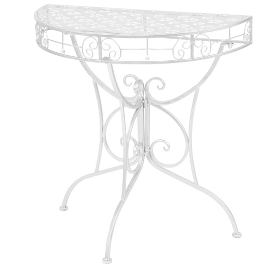 Avlastningsbord Konsollbord DIV. vintage stil halvrunt metall halvmånebord 72x36x74 cm silver