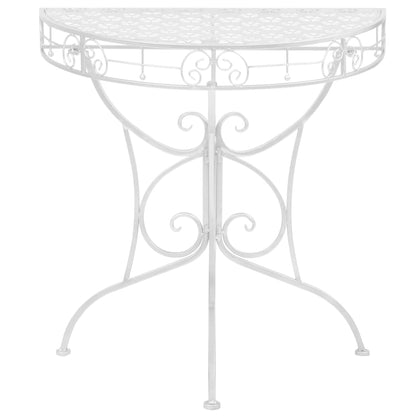 Avlastningsbord Konsollbord DIV. vintage stil halvrunt metall halvmånebord 72x36x74 cm silver