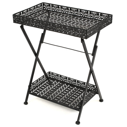 Sidobord Svart tebord vintage stil metall 58x35x72 cm