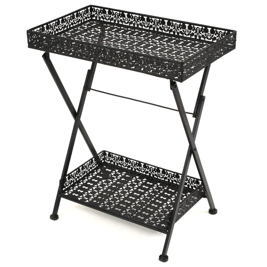 Sidobord Svart tebord vintage stil metall 58x35x72 cm