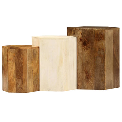 Soffbord Trä 3 st massivt mangoträ