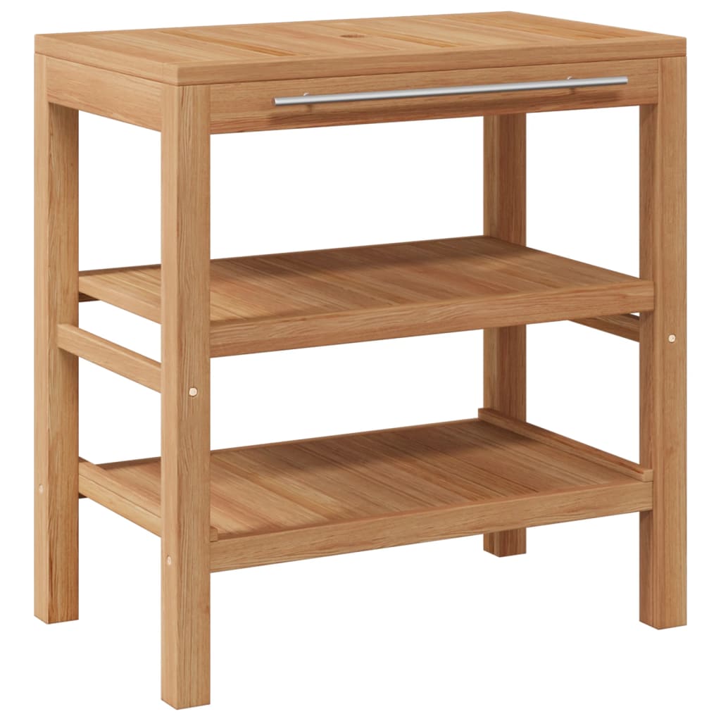 Badrumsunderskåp massiv teak med handfat i flodsten