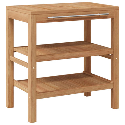 Badrumsunderskåp massiv teak med handfat i flodsten