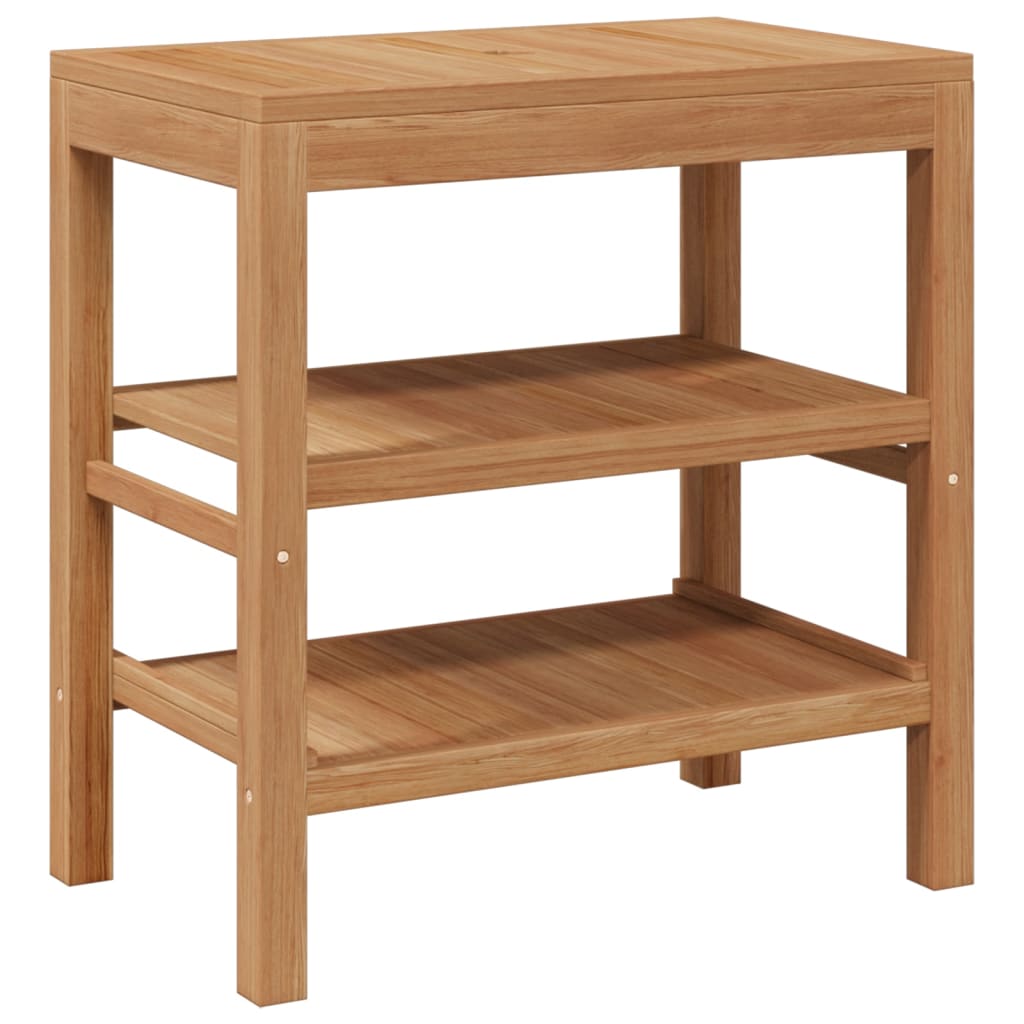 Badrumsunderskåp massiv teak med handfat i flodsten