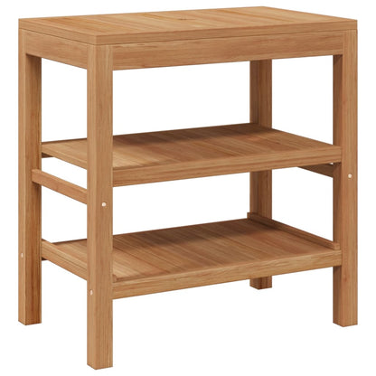 Badrumsunderskåp massiv teak med handfat i flodsten