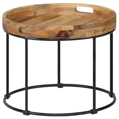 Soffbord Trä massivt mangoträ och stål 50x40 cm